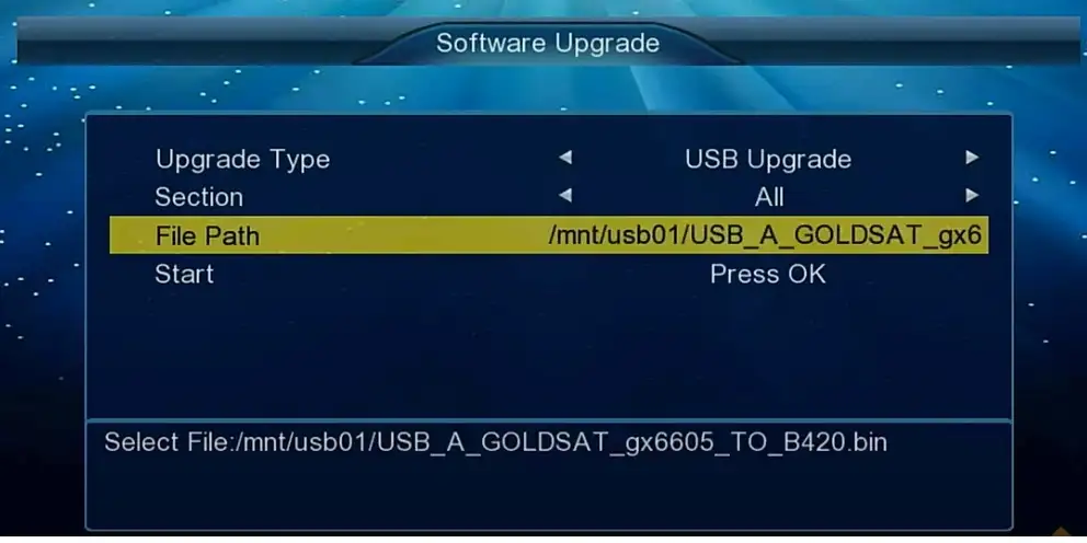 Navigate to Settings > System Update > USB Update